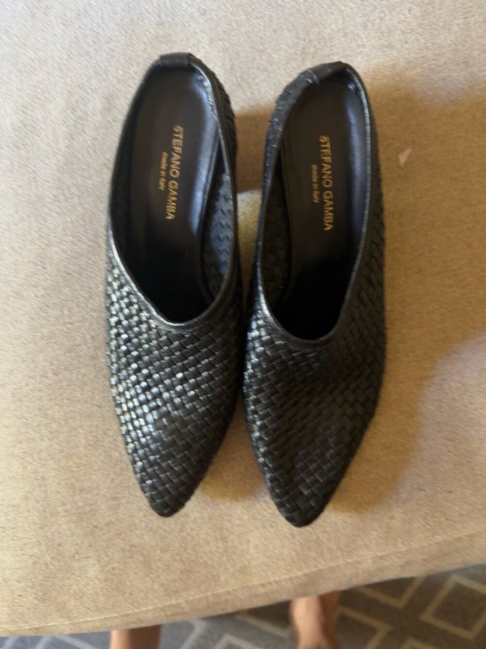 Stefano Gamba Black Woven Leather Mules EU 38 Made in Italy